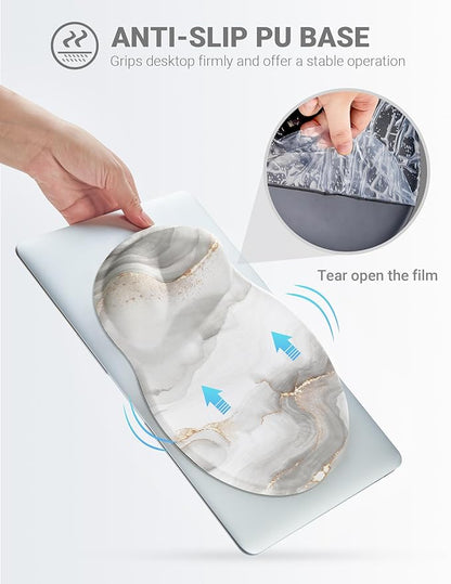 Ergonomic Mouse Pad Wrist Support, Comfortable Mouse Pad Wrist Rest, Relieve Wrist Pain Gel Mouse pad, Non-Slip Rubber Base Mousepad for Laptop, Computer(White Marble)