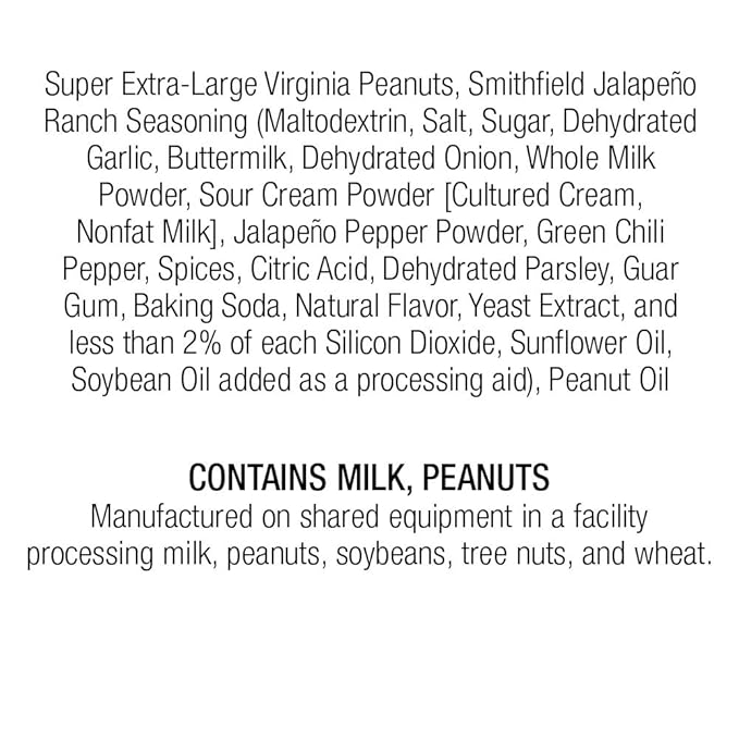 The Peanut Shop of Williamsburg Buttermilk Ranch Jalapeno Seasoned Williamsburg Virginia Salted Peanuts, Hand Cooked VA Peanuts - 10.5 Oz Tin
