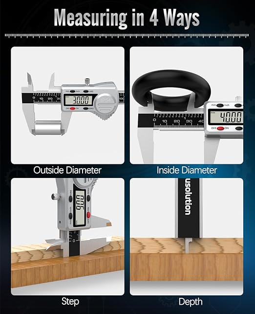 Housolution Digital Caliper 6 inch,(ABS) Absolute Scale Caliper,IP54 Caliper Measuring Tool, Inch/MM, Auto-Off LCD Stainless Steel Waterproof Micrometer Vernier Caliper, with Steel Ruler, Silver