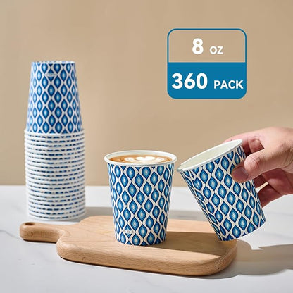 MUCHII 300 Count Paper Cups 8 oz, Disposable Drinking Cups for Party, Picnic, Travel, and Events