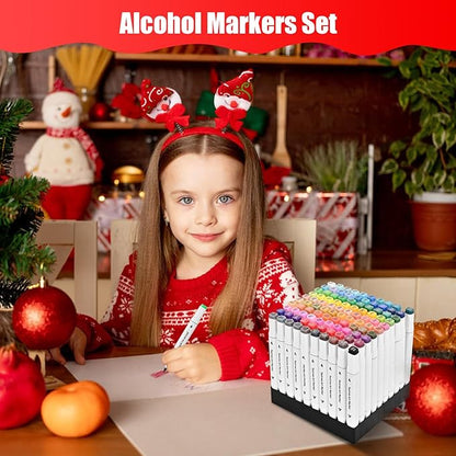 Taotree Alcohol Markers 120 Colors with Case & Holders, Dual Tips Art Coloring Markers Pens, Chisel & Fine Sketch Pens Art Supplies for Artist Kids Adult Coloring Books Drawing, Painting, Sketching
