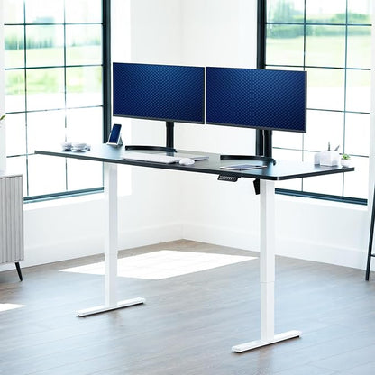 VIVO Large Electric 83 x 30 in Standing Desk, Memory Height Adjustment, 1B Series, Black Top White Frame, DESK-KIT-1W8B
