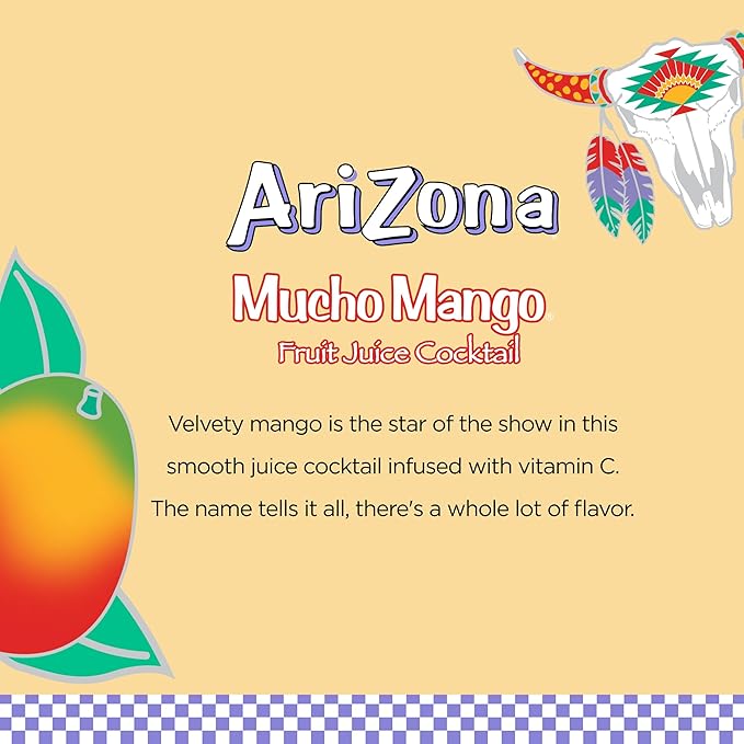 AriZona Mucho Mango Drink, 6.75 fl oz Tetra Box (Pack of 32)