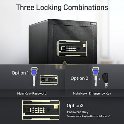 ADIMO Safe, 2.1 Cuft Heavy Duty Steel Home Safe Box with Digital Keypad&Key Lock, Built-In Lockable Cabinet, Hidden Money Box Storage for Document Jewelry w/Fireproof Waterproof Bag Home Office