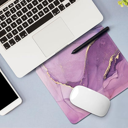 Square Mouse Pad with Stitched Edge, Premium Mousepad Washable Cloth. Computer Mouse Pad with Non-Slip Rubber Base, Mouse Pads for Computers Laptop Mouse 9.25x7.75x0.12 inch-Purple Marble