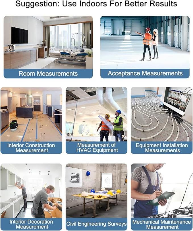 Laser Measuring Tool 500Ft Laser Measurement Tool with Angle Finder 150M Laser Distance Meters Accuracy ±1.5MM Square Footage Measure with Electronic Horizontal Calibration Indoor Easy Read