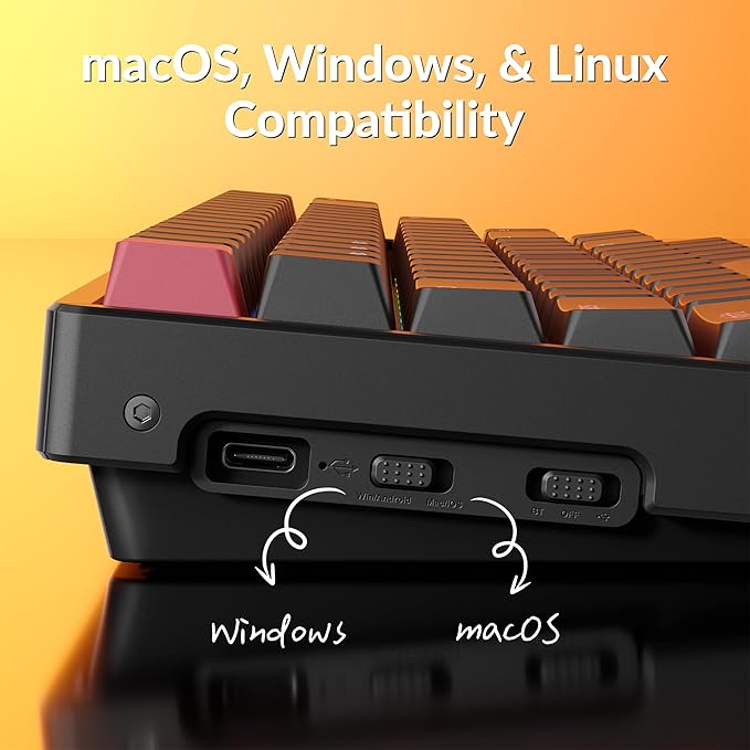 Keychron K2 75% Layout QMK Wireless and Wired Mechanical Keyboard Super Banana Switch, RGB Backlight Aluminum Frame with Shine-Through Double-Shot PBT Keycaps for Mac Windows-Version 3