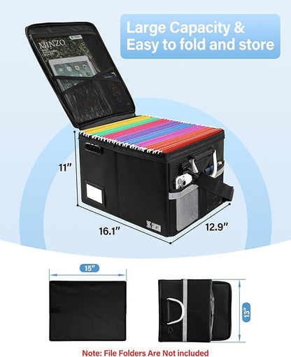Fireproof Document Box, File Organizer for Hanging File Folders, Portable File Box with Handle, Fire Proof Safe for Home Documents, Office, Important Document Organizer, Safe Box Fireproof Waterproof