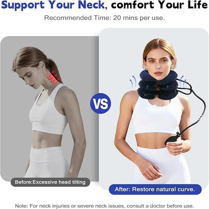 Cervical Neck Traction Device for Home Use, Inflatable Neck Stretcher for Instant Neck Pain Relief, Adjustable Neck Support Brace, Neck Decompression, Neck Extender