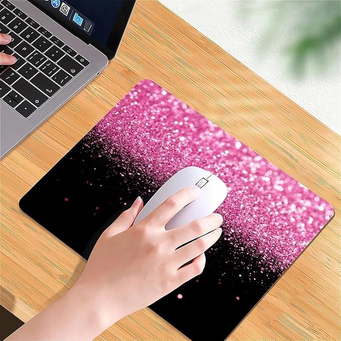 Square Mouse Pad Pink Dream Spot, Personalized Premium-Textured Custom Mouse Mat Design, Washable Mousepad Cloth, Non-Slip Rubber Base Computer Mouse Pads for Wireless Mouse