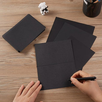 50 Pack Blank Cards Folded Cardstock Thank You Blank Greeting Cards for Invitations, Wedding, Greeting Cards, All Occasion DIY (Black, 4x6)