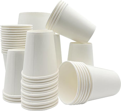 three leaf 6 Oz. Disposable Paper Cups, (White) 1000 Ct. (20 Packs Of 50), Hot/Cold Cup For Coffee, Water, Tea, Juice, Picnic, Party, Travel And Events