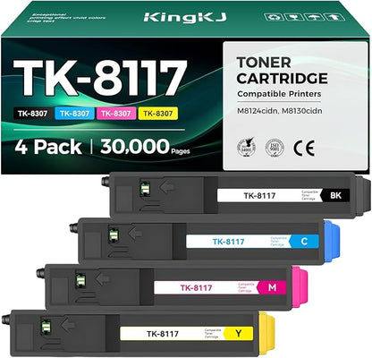 TK8117 TK-8117 Toner Cartridge 4Pack High Yield Replacement for TK-8117K TK-8117C TK-8117M TK-8117Y Compatible with Kyocera ECOSYS M8124cidn M8130cidn Multifunctional Printer Black Cyan Magenta Yellow