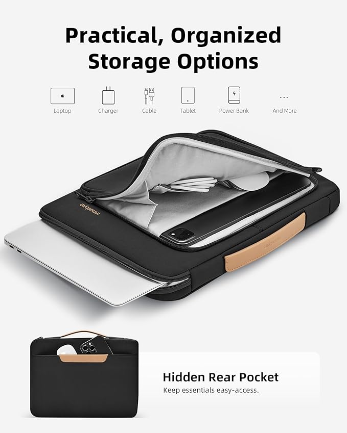 Laptop Sleeve Case with Handle 14 16 Inch Computer Cover Bag Compatible with MacBook Pro 16 (Black, 14 inch)