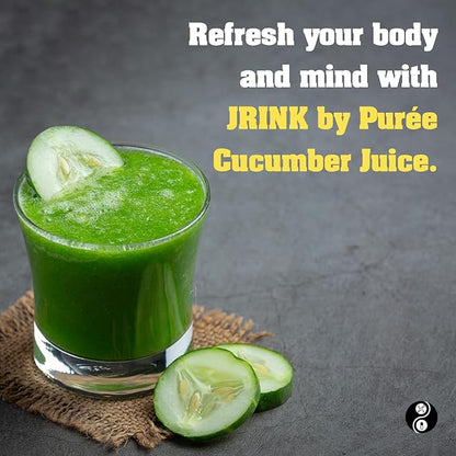 JRINK by Purée Organic Cucumber Juice, Cold Pressed Detox Drink, Healthy Cleanse with No Preservatives, Fresh Raw Juice in HDPE Bottles, Organic Fruit and Vegetable Cleanse Beverage, 16oz, Pack of 24