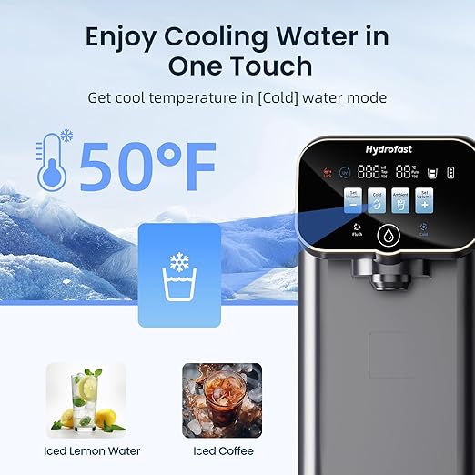 Cold Water Reverse Osmosis Water Filter Countertop, Remineralization & pH Balance UV 6 Stage RO Filtration System, Portable Water Purifier, 3:1 Pure to Drain, No Installation, C100