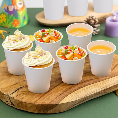 100 Count 5 oz Bathroom Cups, 5 oz Disposable Paper Cups, Small Mouthwash Cup, 5 Ounce Mini White Espresso Cups for Party, Travel, Picnic