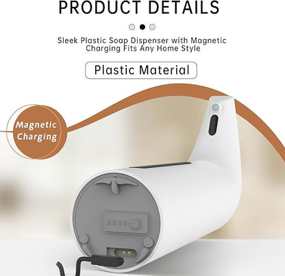 Automatic Soap Dispenser Touchless,400ML Hand & Dish Countertop Electric Liquid Rechargeable Dispenser with Sensor,Modern 4 Gear Adjustable Waterproof Kitchen Auto Soap Pump（White）