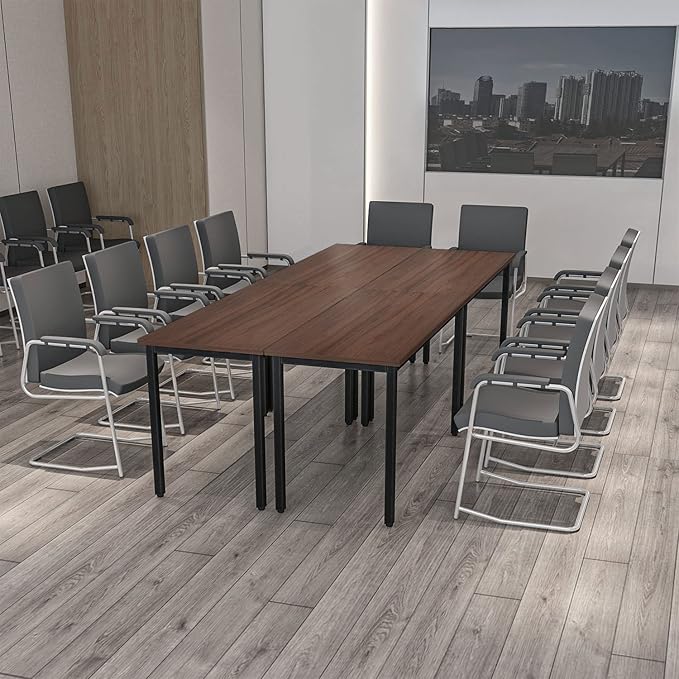 Bonzy Home Conference Tables 9ft Office Computer Desk for Meeting Room Study Writing Printer Podcast Table Save Space Design for 10 People Rustic Vintage Walnut 4PCS 110.2"x47.2"x29.5"