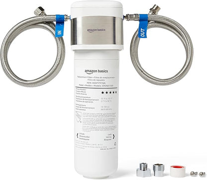 Amazon Basics Under Sink Water Filter System, NSF/ANSI 42 & 372 Certified, Service Life 1 Year, 11,000 Gallons, White
