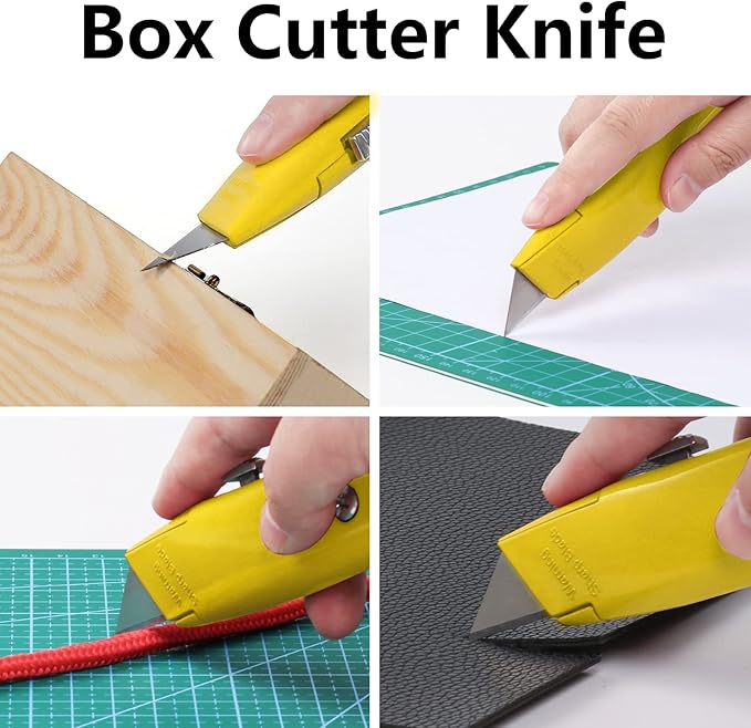 DIYSELF 2Pack Utility Knife Box Cutter Retractable Blade Heavy Duty(Yellow)