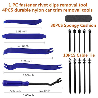 Car Push Retainer Clips 1045PCS Auto Fasteners Assortment-30 Most Popular Sizes Nylon Bumper Fender Rivets with 10 Cable Ties and Blue Fastener Remover for Ford GM Toyota Honda Chrysler Benz Nissan