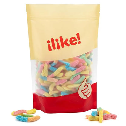 Neon Sour Gummy Worms | 2-Pound Pack | Assorted Fruit Flavored Candy | Soft and Chewy Sour Candy Bulk | Colorful Gummies for Party Favors and Goody Bags