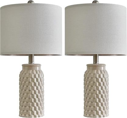 20.5" Modern Ceramic Bedside Lamp Set of 2 for Bedroom Decor Farmhouse Table Lamp for Living Room Office Dorm