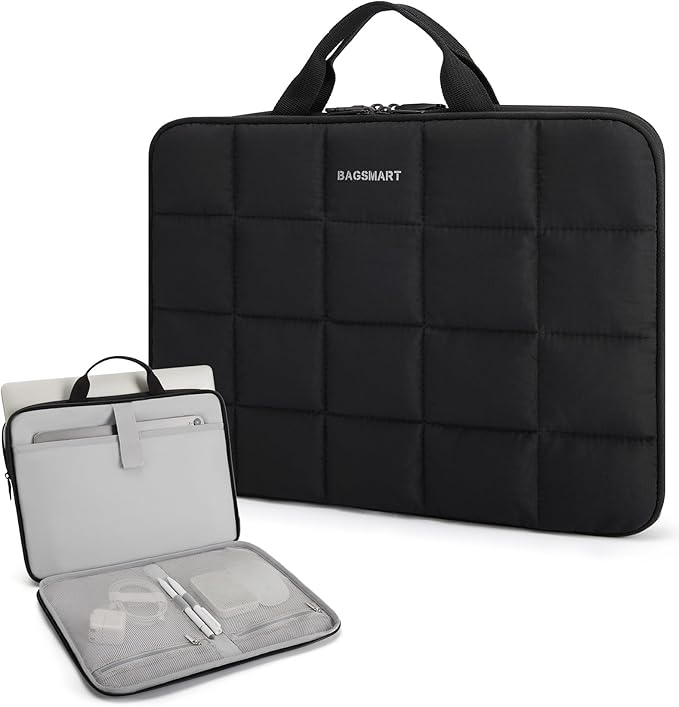 BAGSMART 13-14 inch Laptop Case Sleeve with Handle, Fluffy Padded Laptop Bag Cover, Macbook Case Fitted with Macbook Air/Pro 13.3 14 inch, Puffy Laptop Cover Fitted with Dell, Lenovo
