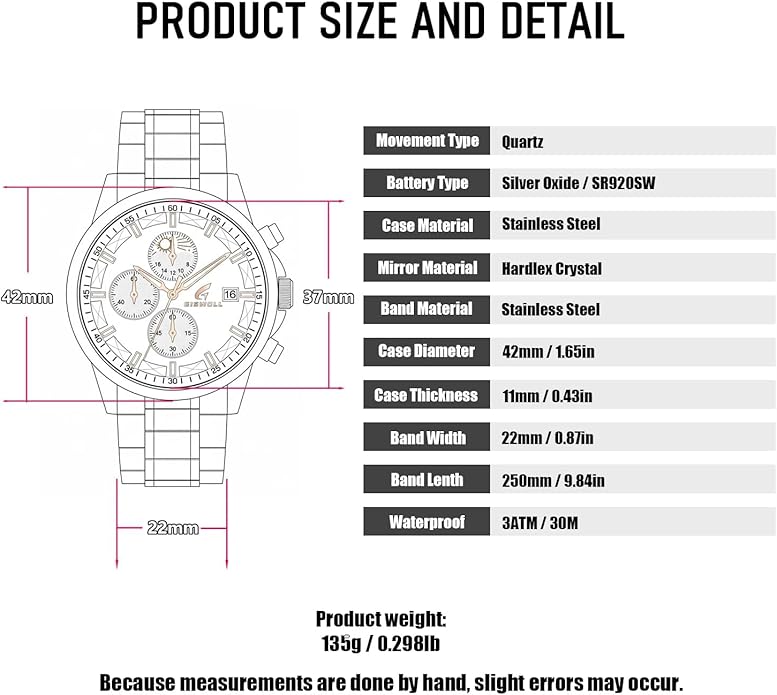 Distinctive Mens Analog Chronograph Watches with Auto Date & Multi Subdials, Fashion Casual Sport Quartz Wrist Watches with Luminous, 3ATM Waterproof, Valentines Day Gifts for Him, Boyfriend, Husband, Dad