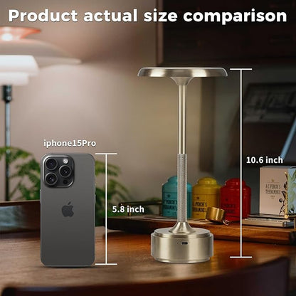 Small Table Lamp With 5200mah Battery - Rechargeable Desk Lamp For Cozy Nights, Usb-C Fast Charging & Stepless Dimming, Cordless Table Lamp With 3 Lighting Modes For Bedroom, Office & Travel(Silver)