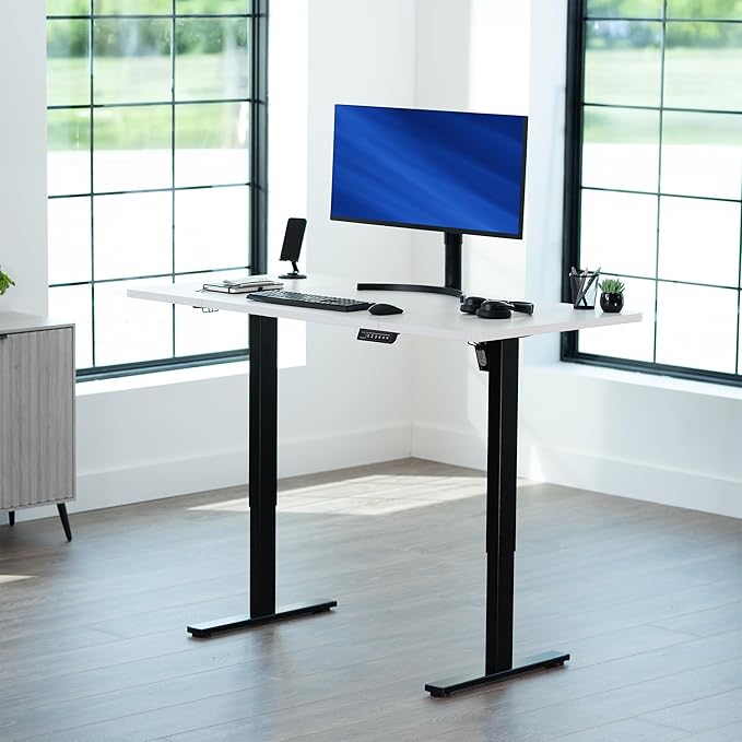 VIVO Electric 60 x 30 in Standing Desk, Memory Height Adjustment, 1B Series, White Top Black Frame, DESK-KIT-1B6W-30