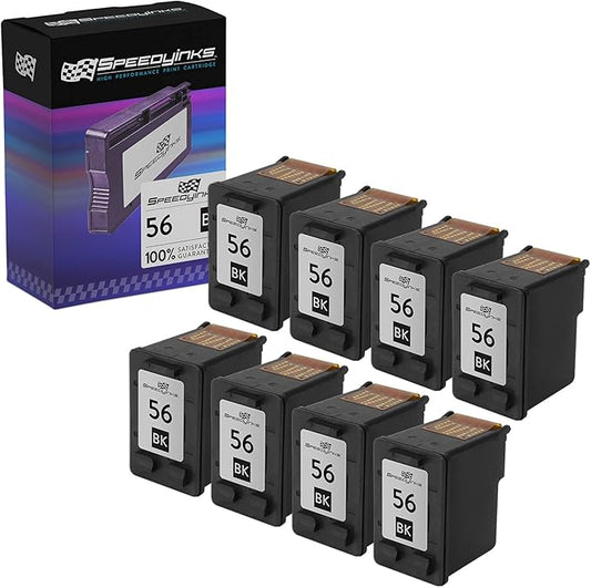 SPEEDYINKS Remanufactured Toner Cartridge Replacement for HP 56 (Black, 8-Pack) Compatible with HP Printer Models HP Deskjet 450, 5150, 5151, 5160, 5168, 5500