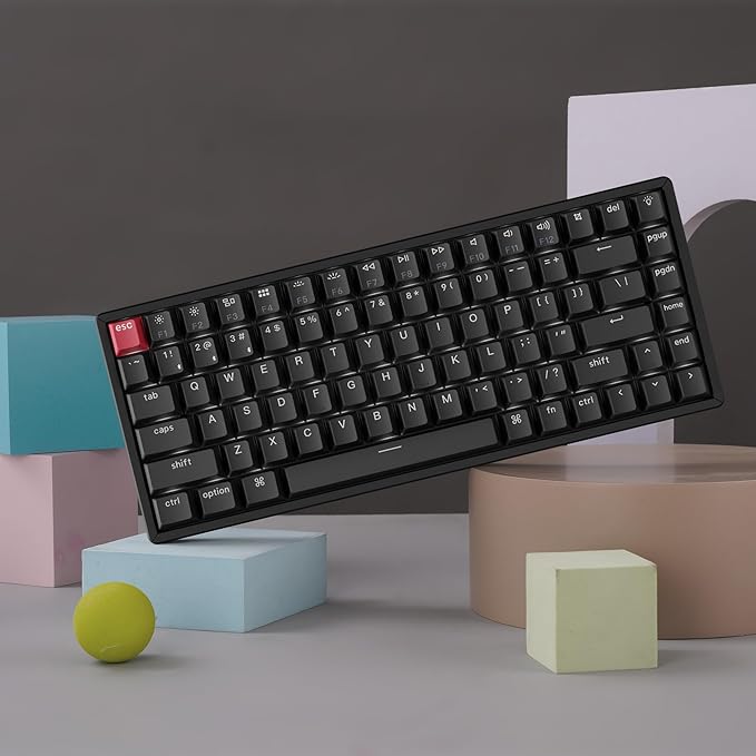 Keychron K2 75% Layout QMK Wireless and Wired Options Mechanical Keyboard Super Brown Switch, Paired with Shine-Through Double-Shot PBT Keycaps for Mac Windows-Version 3