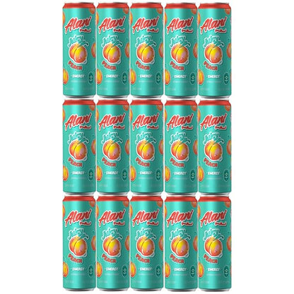 Juicy Peach Energy Drinks | (Pack Of 15) | Sugar Free, Low Calorie Energy Drinks | 200mg Caffeine | Zero Sugar | 10 Calories | 12 Fl Oz Cans - By The Munchie Mix
