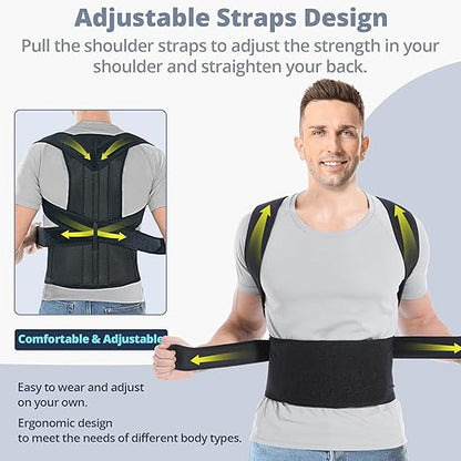 Fitsupport Back Brace Posture Corrector for Women and Men Back Lumbar Support Shoulder Posture Support for Improve Posture Provide and Back Pain Relief Small(Pack of 1)