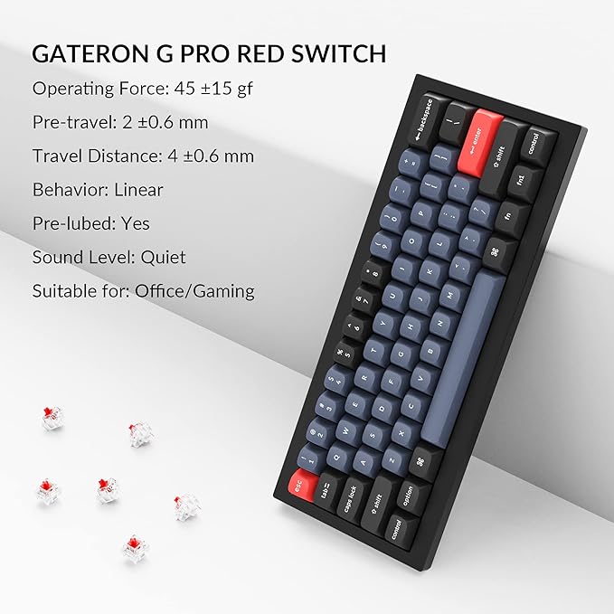 Keychron Q4 Wired Custom Mechanical Keyboard, 60% Layout QMK/VIA Programmable Macro with Hot-swappable Gateron G Pro Red Switch Double Gasket Compatible with Mac Windows Linux (Black)