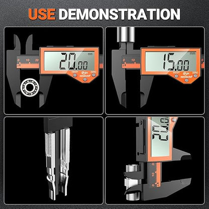 Preciva 6 Inch Digital Caliper, High Precision Measuring Tool with Large LCD Screen,Inch/Metric/Fraction Conversion, Auto-Off Feature, Vernier Caliper for DIY and Household (Orange)
