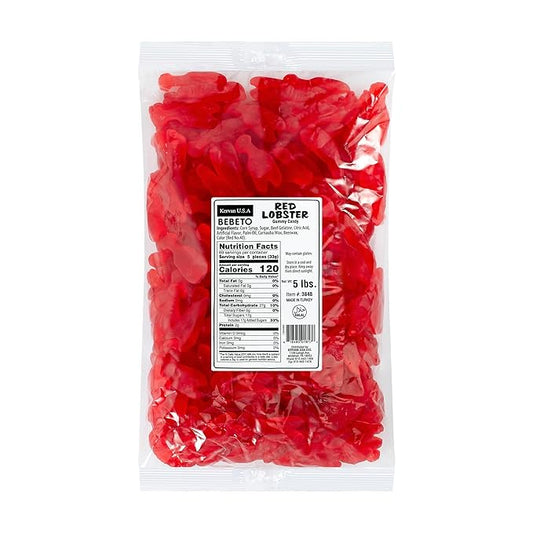 Kervan Candy Bebeto Red Lobster Gummies - Fruity, Soft & Sweet Gummy Candy Bulk for Kids, Gift Snacks and Parties - Big Party Size Bag Red Lobsters (5 lbs)