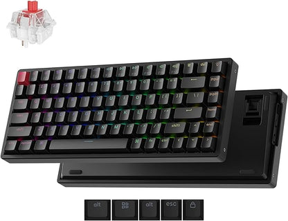 Keychron K2 75% Layout QMK Wireless and Wired Mechanical Keyboard Super Red Switch, RGB Backlight Aluminum Frame with Shine-Through Double-Shot PBT Keycaps for Mac Windows-Version 3