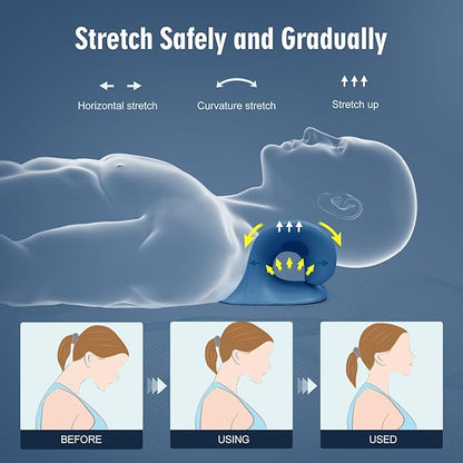 ComfortLife Neck Stretcher for Pain Relief, Neck and Shoulder Relaxer Cervical Traction Device Pillow for TMJ Pain Relief (Dark Blue)