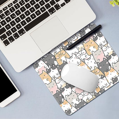 Square Mouse Pad with Stitched Edge, Premium Mousepad Washable Cloth. Computer Mouse Pad with Non-Slip Rubber Base, Mouse Pads for Computers Laptop Mouse 9.25x7.75x0.12 inch-Lucky Cat