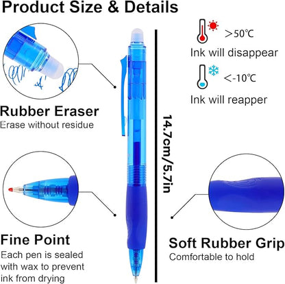 USUAL Retractable Erasable Pens 12 Colored Erasable Gel Pen 0.5mm Erasable Gel Pens Black Make Mistakes Disappear Smooth Writing Pen Office Back-to-School Supplies (12 Colors)