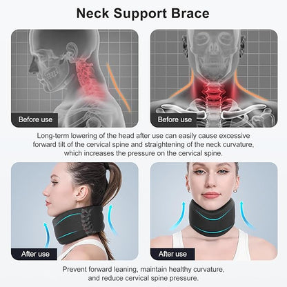CozyHealth Neck Brace for Neck Pain and Support, Soft Neck Support Relieves Pain & Pressure in Spine for Women & Men, Wrap Align Stabilize Vertebrae Foam Cervical Collar for Sleeping (Black, XS, 2.5" Middle Height)