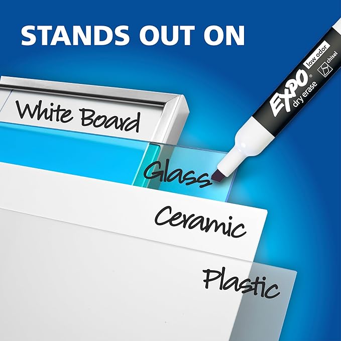 EXPO Dry Erase Markers, Low Odor Ink, Black, Chisel Tip, 40 Count - Whiteboard, Calendar, Organization, Essential Supplies for Office, School, Classroom, Teachers