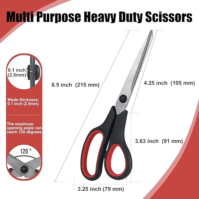 Lichamp 8.5” Scissors, 12-Pack Multipurpose Sharp Scissor, Comfort Grip Handles Household for Office, School, Home and Arts