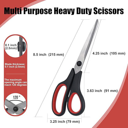 Lichamp 8.5” Scissors, 12-Pack Multipurpose Sharp Scissor, Comfort Grip Handles Household for Office, School, Home and Arts