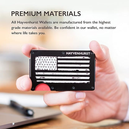 Hayvenhurst Wallet For Men - Reinvented Design Men's Wallet - Slim, Minimalistic & Seamless, Blocks RFID Scanners, Holds 12 Cards & Has a Money Clip (Patriot)