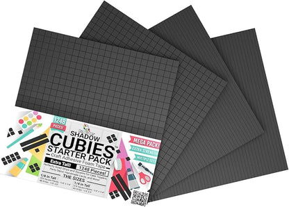 Bearly Art CUBIES The Shadow Collection - Adhesive Foam Tape for DIY Arts and Crafts - Double Sided Tape - Mega Pack with 1248 Total Pieces - Precut Squares & Strips