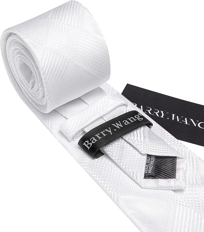 Barry.Wang Tie Sets for Men Silk Solid Necktie Stain Ties Handkerchief Pocket Square Cufflinks Wedding Business Dyed